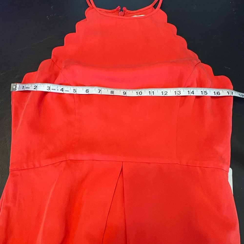 1901 Saucy Red Scalloped Linen Blend Midi Dress size Large NWT - Picture 10 of 15
